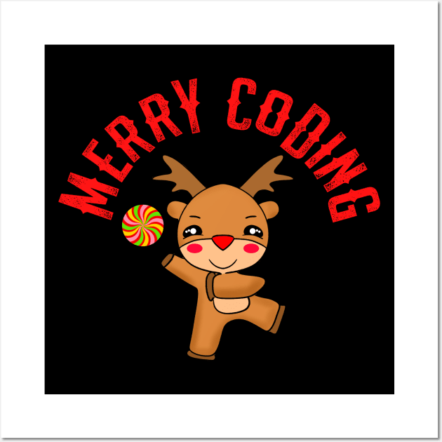 Merry, jolly coding, programming. Jolly coder, programmer. Happy dancing reindeer. Christmas. Funny Xmas dancing moves. Best web, full stack software developer, engineer ever Wall Art by BlaiseDesign